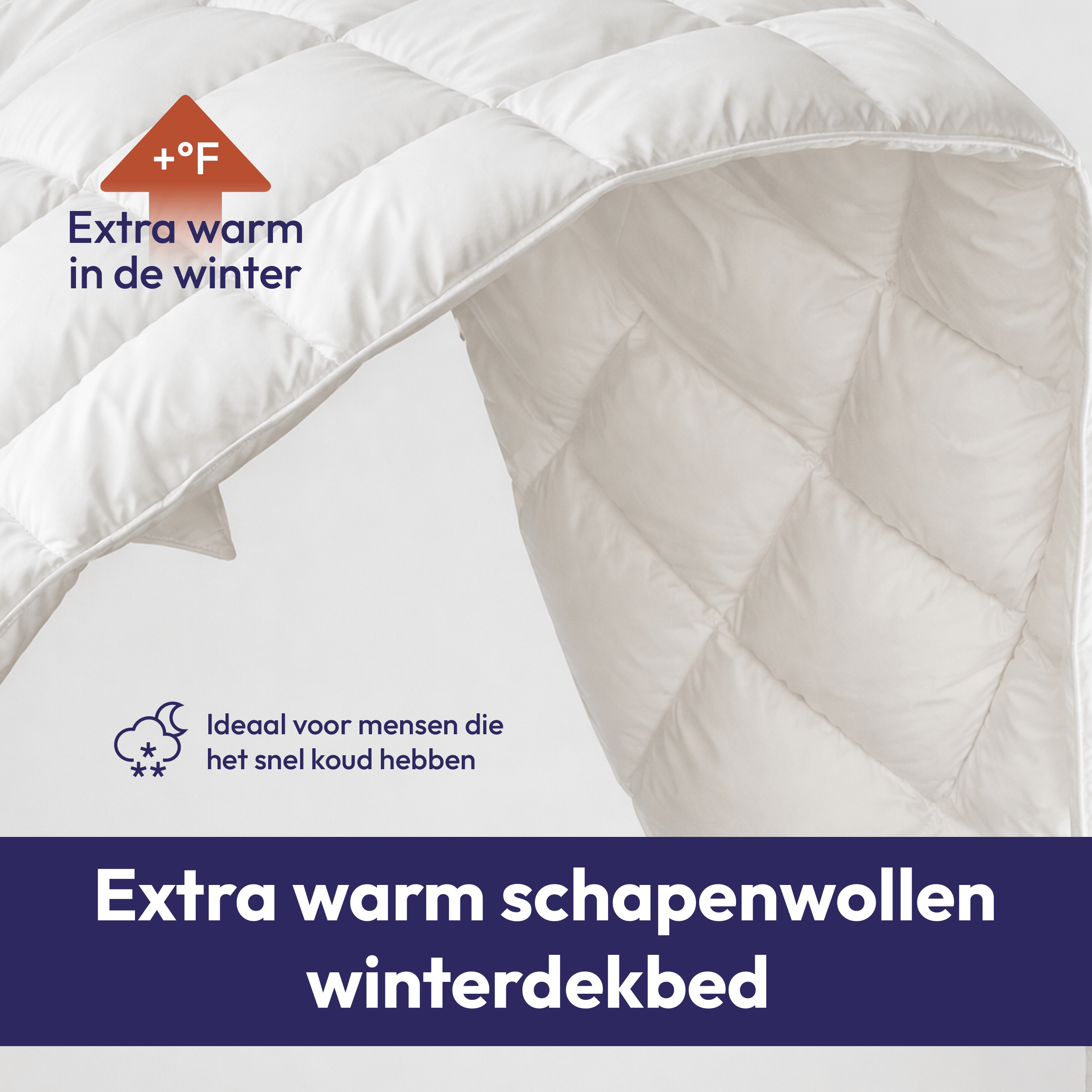 Comfeur wollen winterdekbed – Europees wol – Katoenen tijk