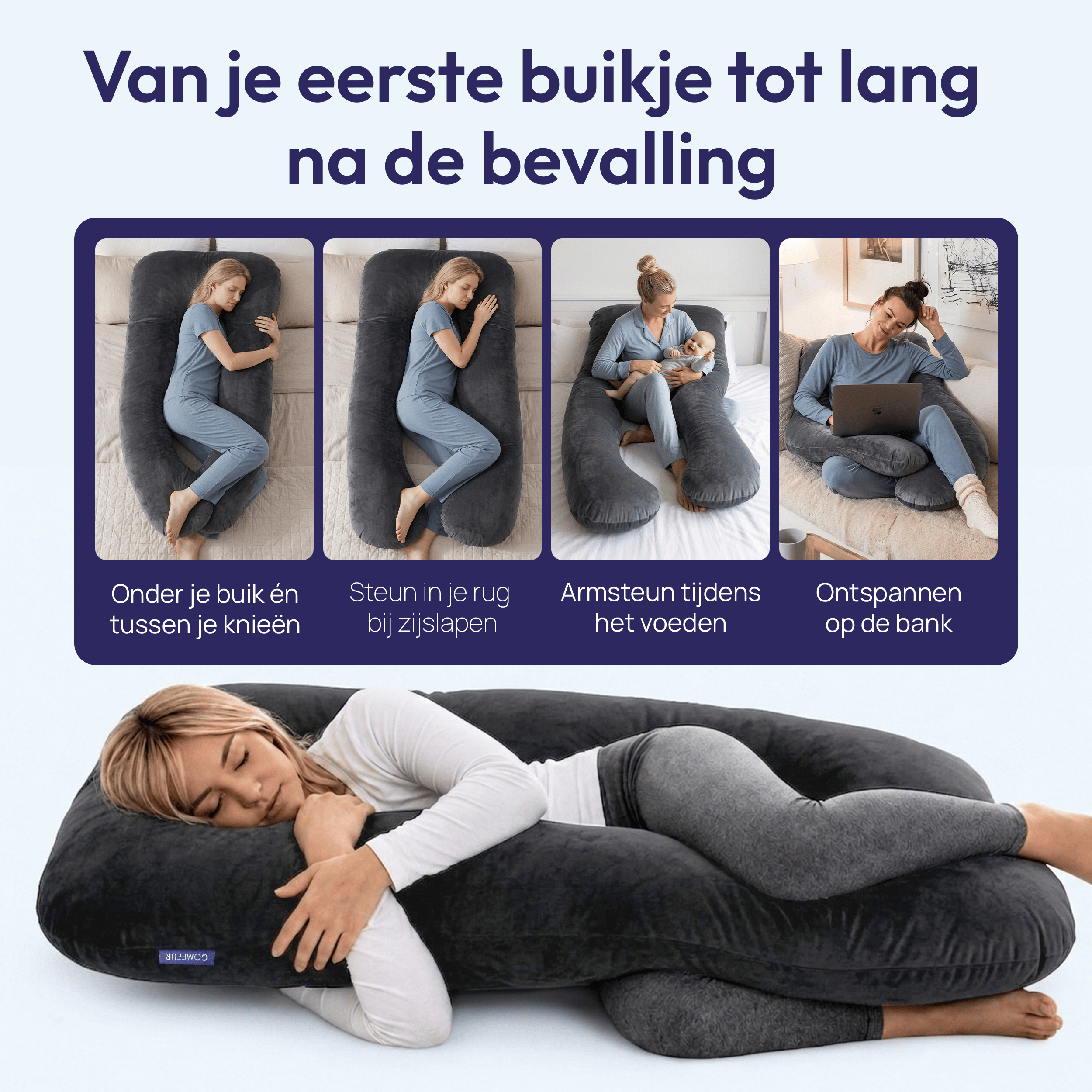 Comfeur memory foam zwangerschapskussen XXL incl. Gratis slaapmasker