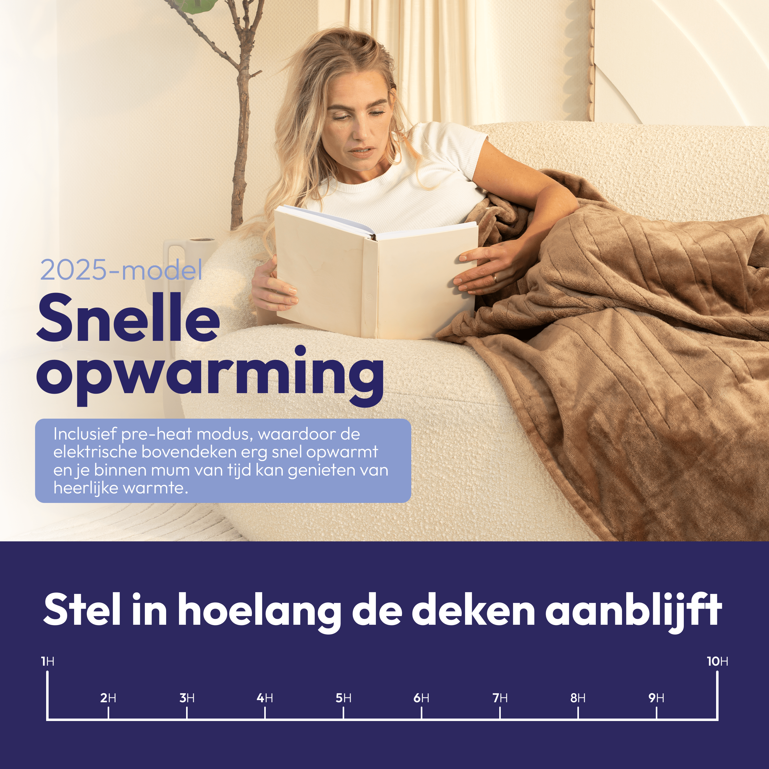 Elektrische bovendeken 180x120 cm - Preheat optie - 9 Warmtestanden