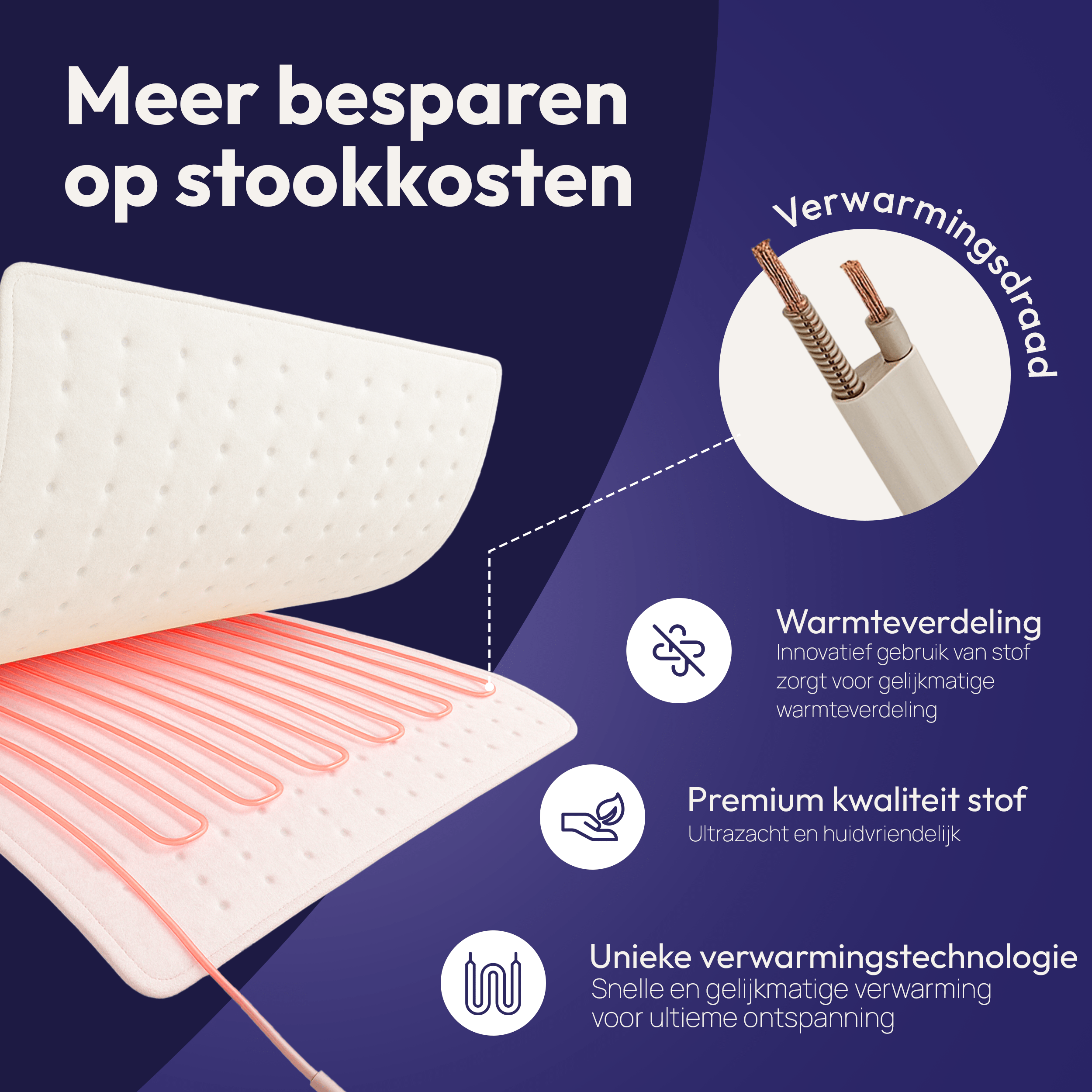 Comfeur elektrische onderdeken met preheat functie - Extra lang - 190x80 cm