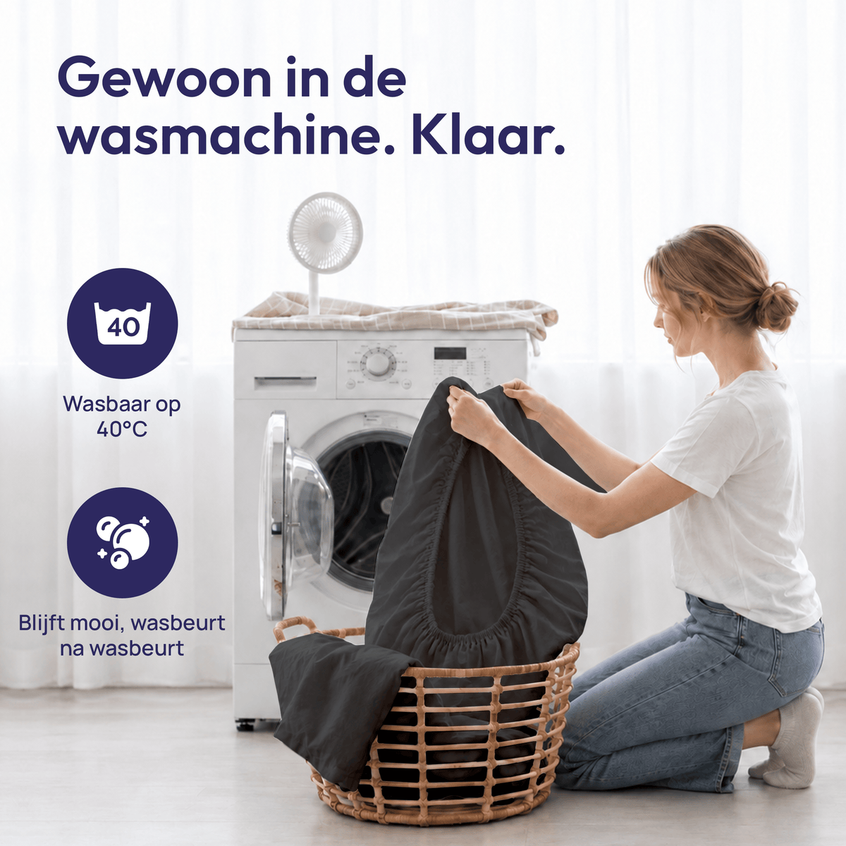 Comfeur hoeslaken 100% katoen antraciet - Gewoon in de wasmachine, wasbaar op 40 graden
