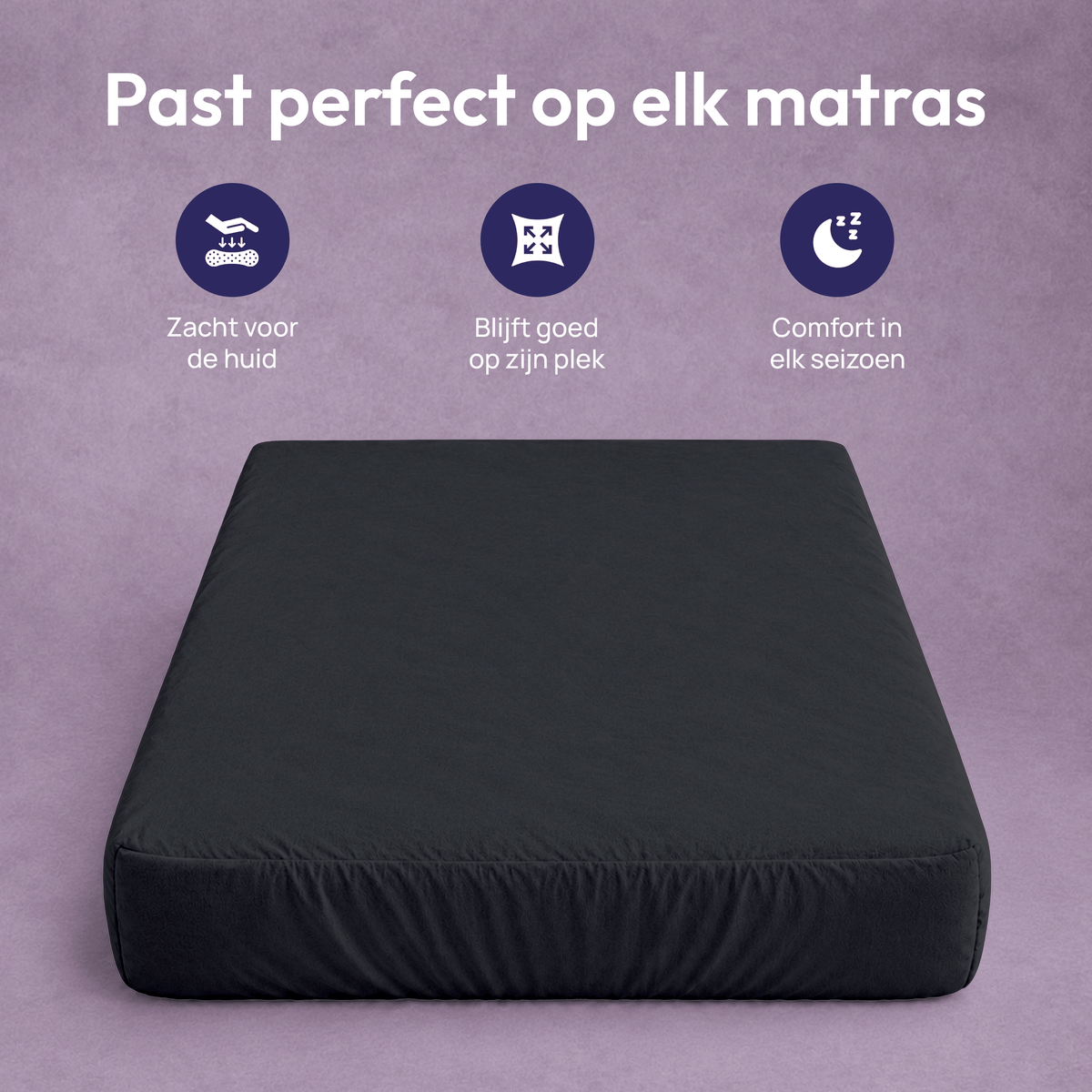 Comfeur hoeslaken 100% katoen zwart - Past perfect op elk matras en blijft goed op zijn plek