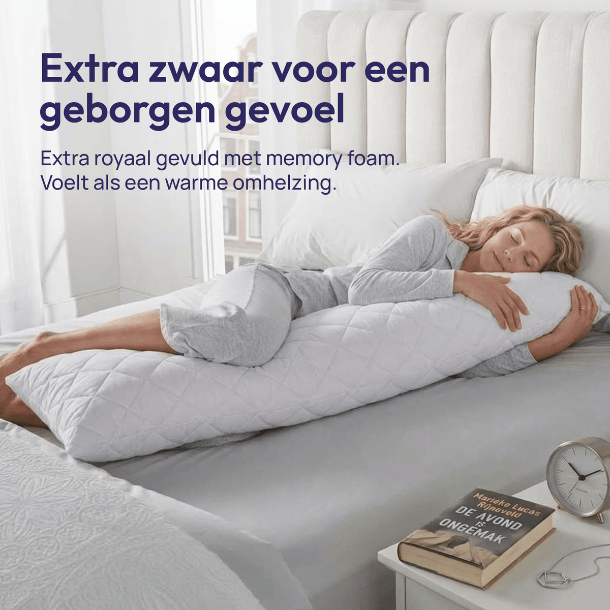 Comfeur Body Pillow memory foam XXL - Ondersteunende zijslaapkussen - 2 hoezen