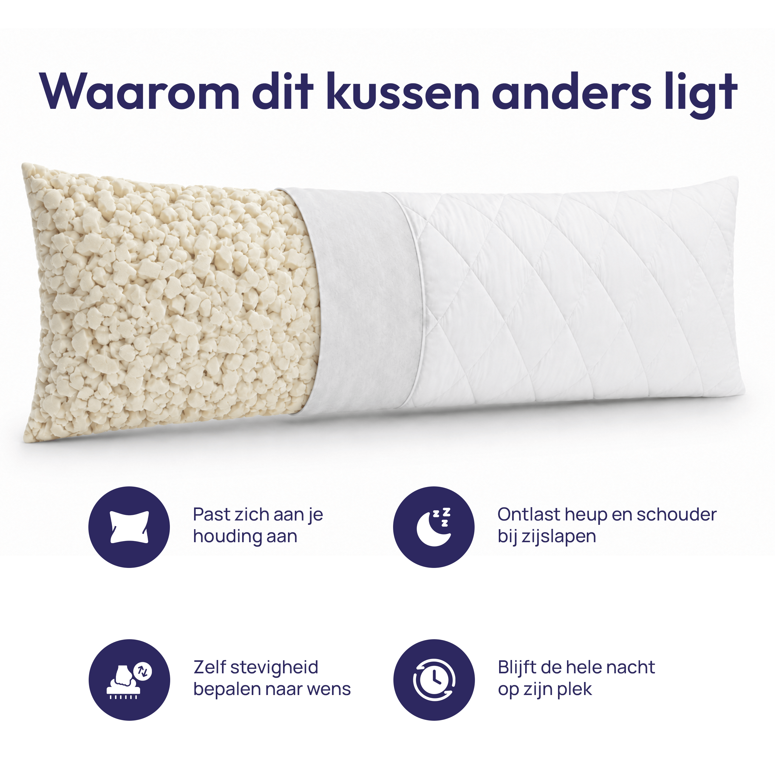 Comfeur Body Pillow memory foam - Ondersteunende zijslaapkussen