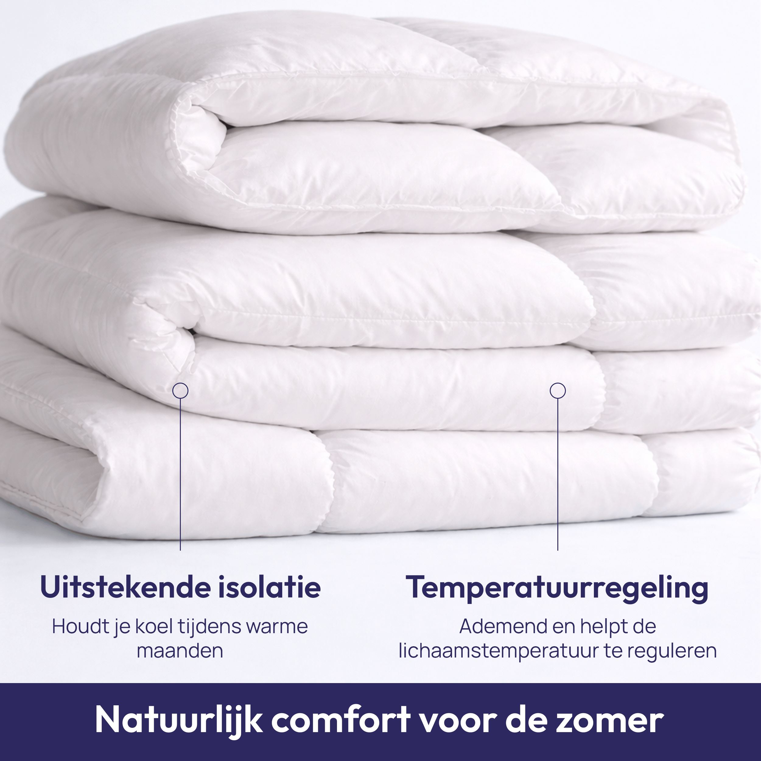 Comfeur wollen zomerdekbed met katoenen tijk - Europees Wol - Licht & fris