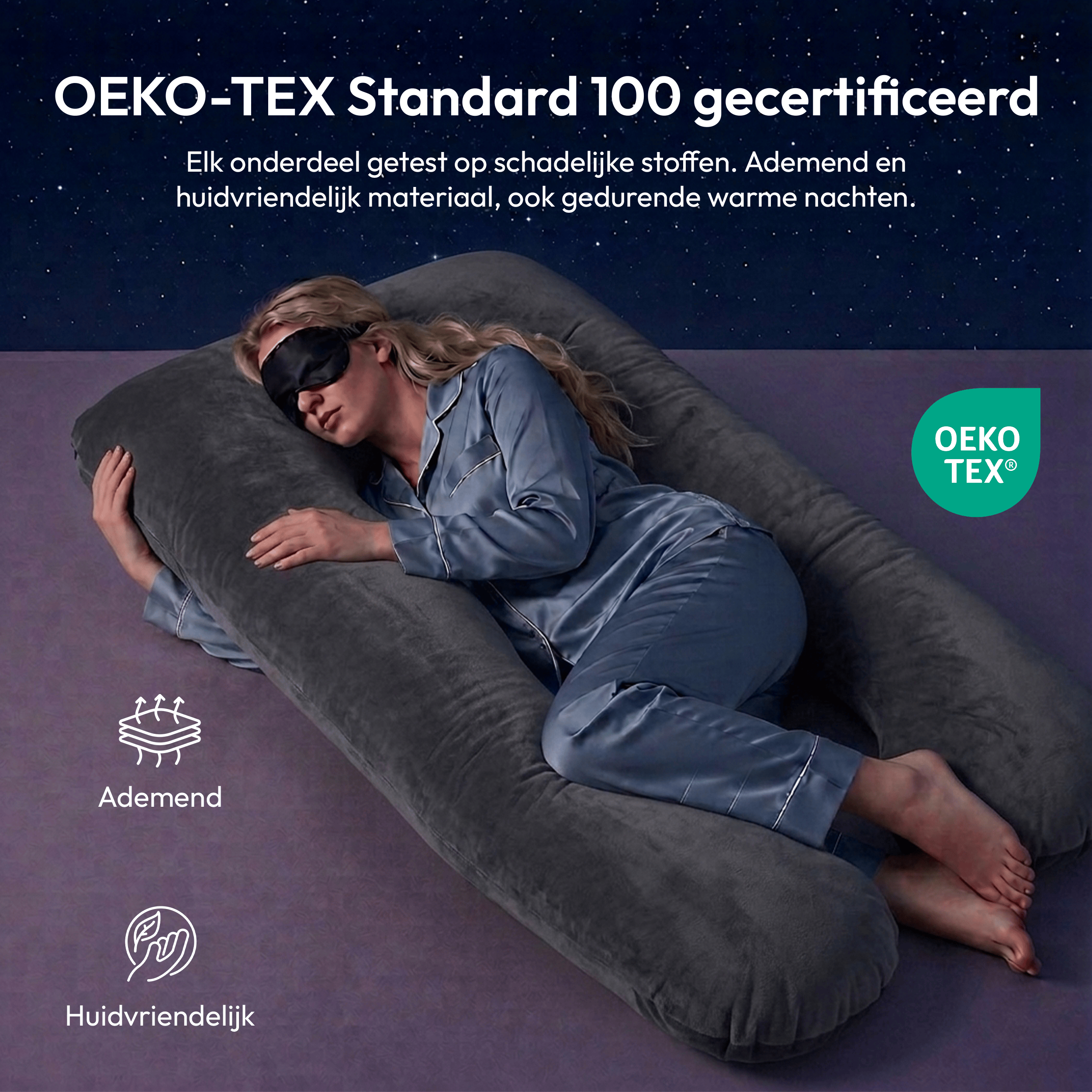 Comfeur memory foam zwangerschapskussen XXL incl. Gratis slaapmasker