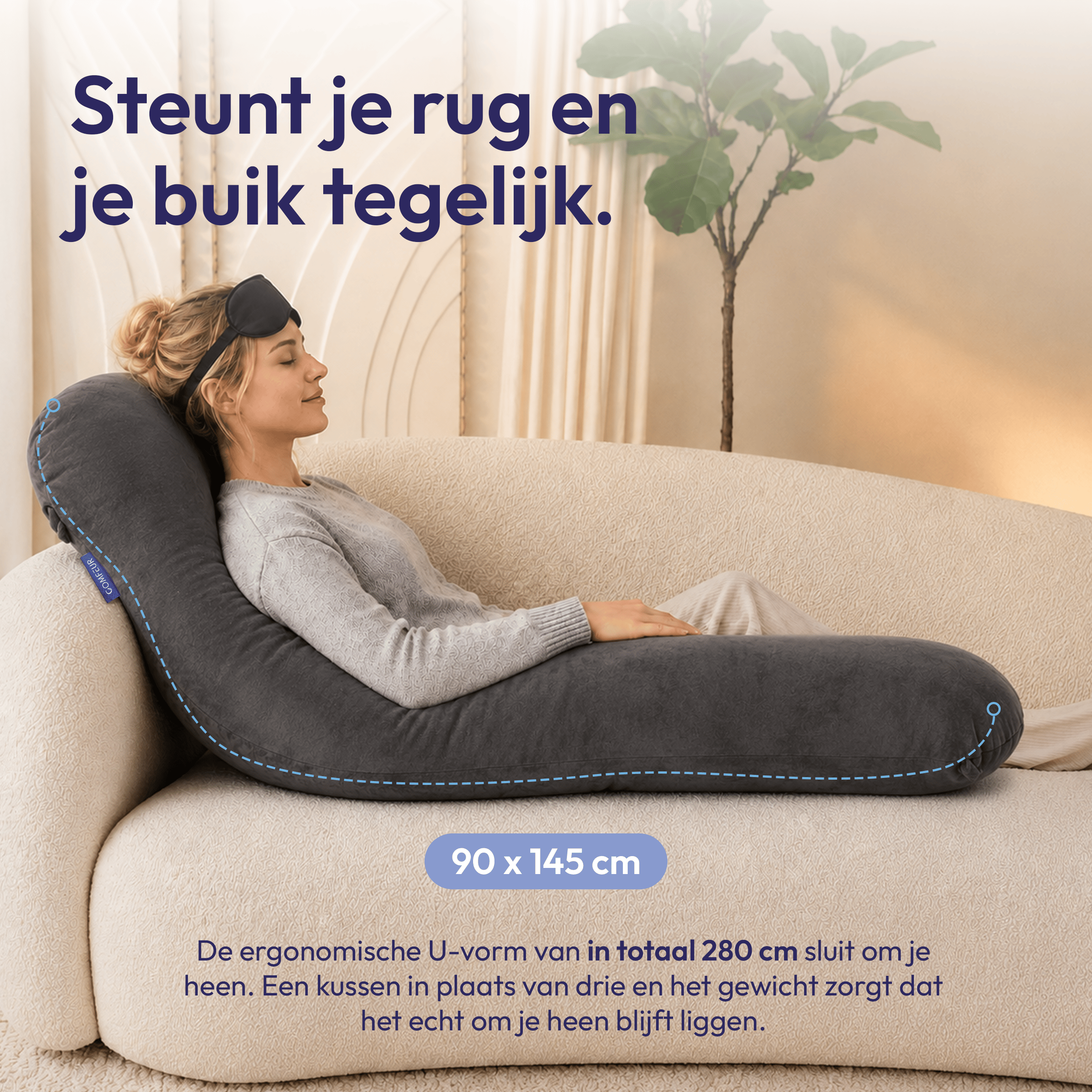 Comfeur memory foam zwangerschapskussen XXL incl. Gratis slaapmasker