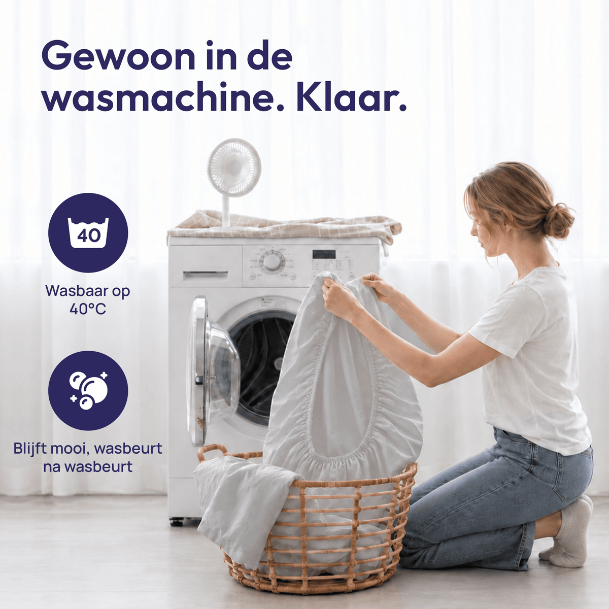 Comfeur hoeslaken 100% katoen lichtgrijs - Gewoon in de wasmachine, wasbaar op 40 graden