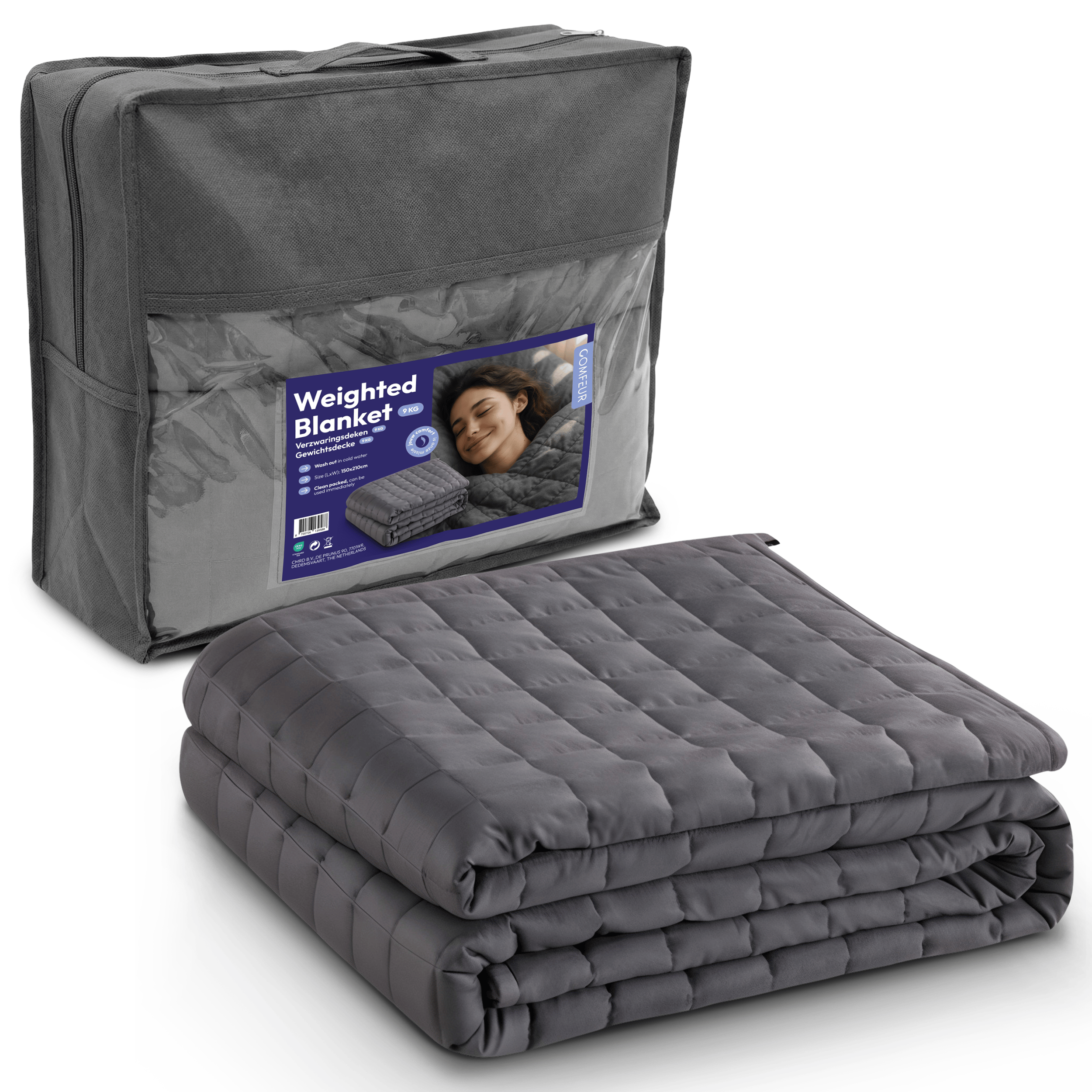 Weighted blanket 9 kg - 150 x 210 cm, extra long