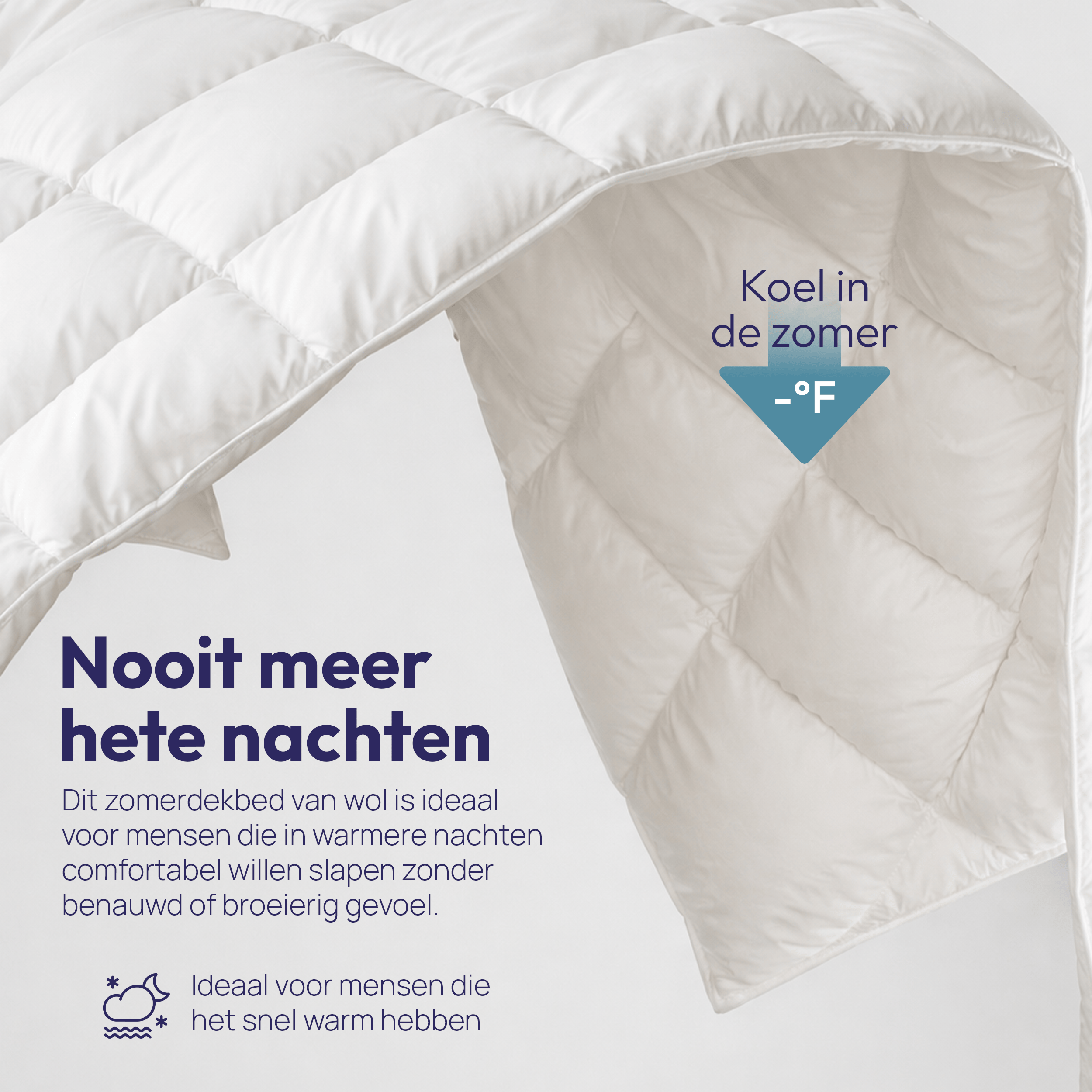 Comfeur wollen zomerdekbed met katoenen tijk - Europees Wol - Licht & fris